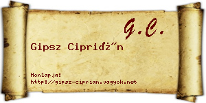 Gipsz Ciprián névjegykártya